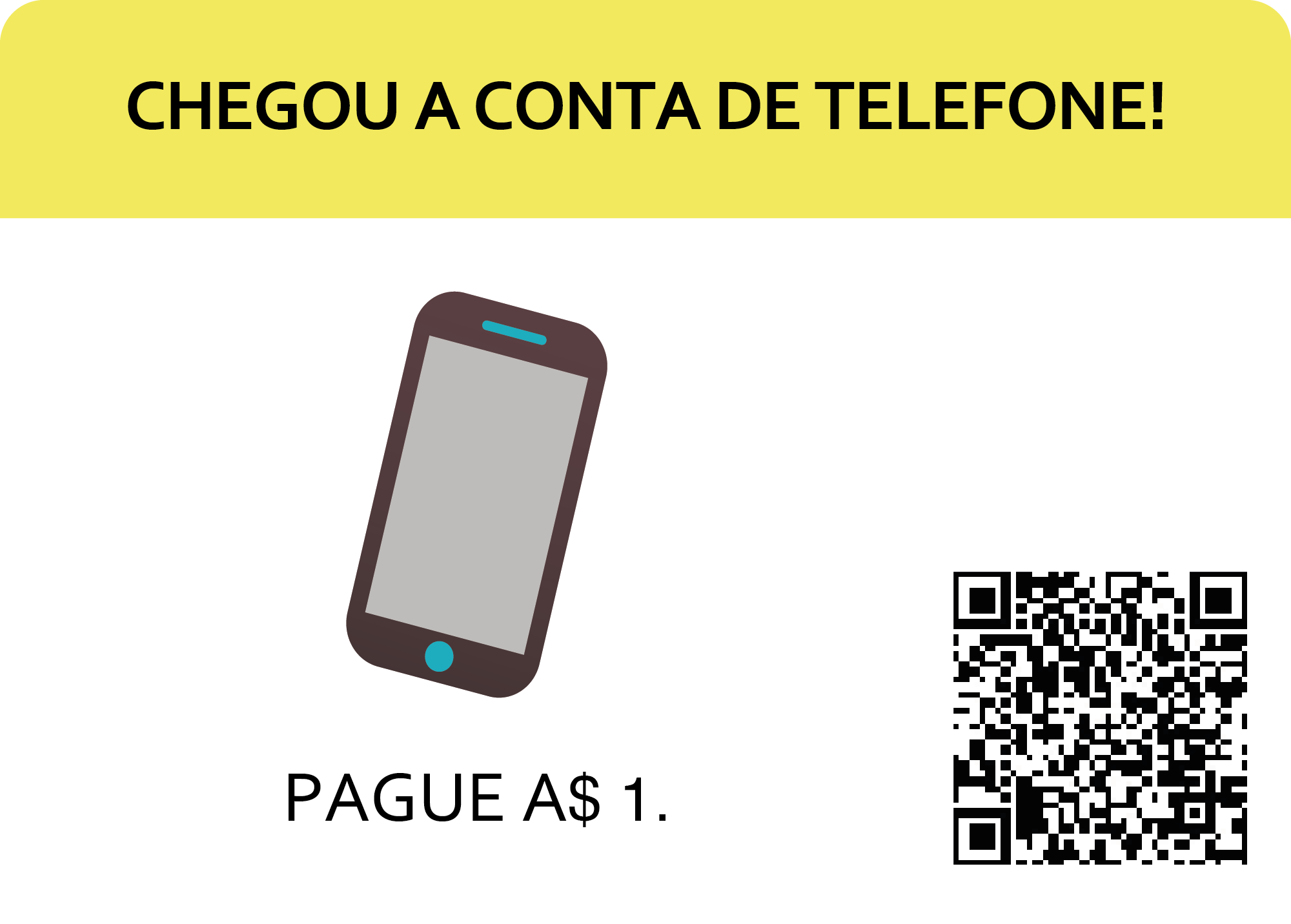 telefone conta chegar. você pagar dinheiro 1.