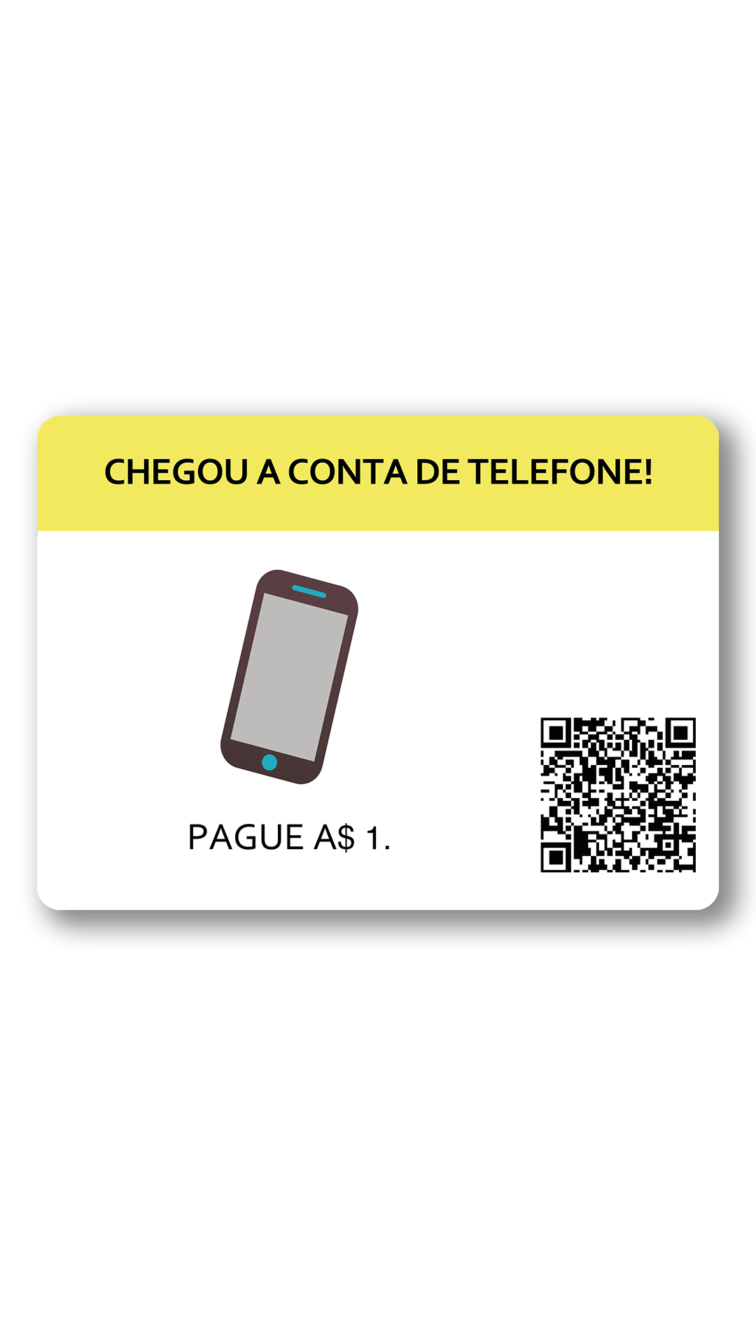 telefone conta chegar. você pagar dinheiro 1.